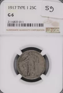 1917 Type 1 Standing Liberty Silver Quarter NGC G-6 #7-011 - Picture 1 of 2