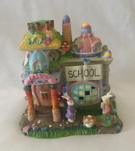 Conejito de Pascua Conejo Cerámica Iluminada Casa de Pueblo Escuela Conejos Conejos - Imagen 1 de 11