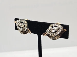 Vintage 1953 Crown Trifari Rhinestone  Earrings Alfred Philippe - Picture 1 of 8