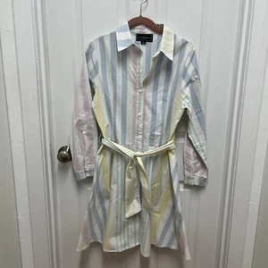 Kiel James Patrick Striped Belted Long Sleeve Button Front Dress - Picture 1 of 8