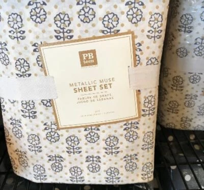 Juego de sábanas Pottery Barn metálicas musa lavanda gemelas orgánicas púrpura grises 3 piezas 🦩 Foto 1 de 2