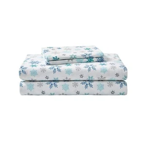 Full Size Bed Sheet Set Flat & Fitted/2 Pillowcases Microfiber Tossed Snowflake - Picture 1 of 10