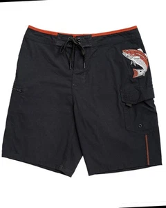 Men's 21" Fishing Boardshorts Performance Quick Dry Swim Trunks (34, Red Fish) - Picture 1 of 8