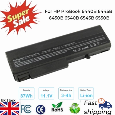 ✅9 Cell Battery for HP ProBook 6440b 6450b 6530b 6535b 6540b 6545b 6550b 6555b - Image 1 of 4