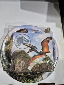 ~ Jurassic World Rebirth Party Set ~ Dinosaurs ~ Plates and Napkins Lg and Sm - Picture 1 of 5
