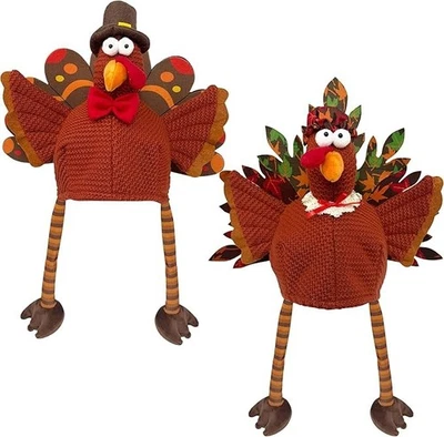 Ogrmar Set di 2 Adorabili Cappelli di Peluche Tacchino, Divertenti Copricapo di Turchia per Thanksgivin - Immagine 1 di 2