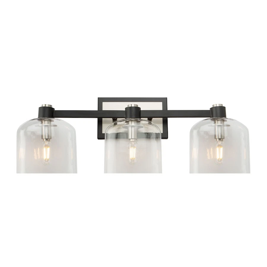 Artcraft Lyndon 3 Light Vanity Light, Black/Brushed Nickel/Clear - AC11693NB - Image 1 of 1