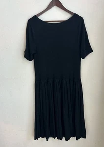 Vintage 90s Lauren Ralph Lauren Sweater Dress 2X Black Pleated Preppy Old Money - Picture 1 of 6