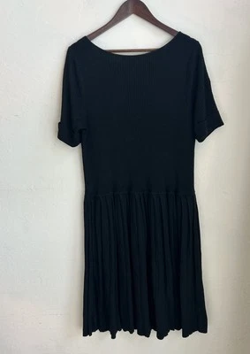 Vestido Suéter Lauren Ralph Lauren Vintage Años 90 2X Negro Plisado Preppy Dinero Antiguo Foto 1 de 4