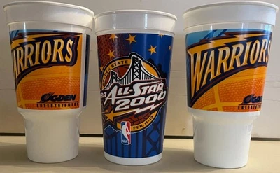 3-2000 All Stars Golden State Warriors Plastic Cups 32oz basketball beer vtg lot - Image 1 of 3