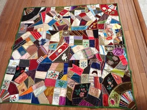 Antique 1880's Crazy Quilt Campaign Ribbons Benjamin Harrison Spider Anchor Dove - Picture 1 of 24