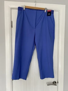 BNWT M&S Womens Blue Slim Cropped High Rise Trousers Size 18 Regular Office Work - Picture 1 of 11
