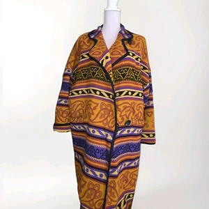 Vintage 1980's Gallery Wool Blend Jacket Duster Southwest Aztec One Size(Xs Labl - Picture 1 of 15