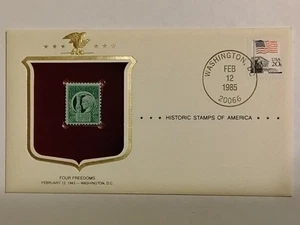 FOUR FREEDOMS HISTORIC STAMPS OF AMERICA COVER 1985 SCOTT #908 - Picture 1 of 1