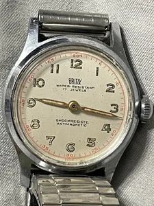 Vintage BRITIX Military Men’s Watch 17 Jewels SWISS RARE Antimagnetic - Picture 1 of 3