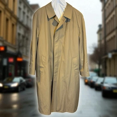 Vintage Jos. A. Bank All-Weather Coat 46R Khaki Trench Wool Liner Made in USA - Image 1 of 4