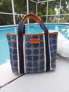 Kate Spade Waverly Place Lianne Noel Dot Navy Coated Canvas Denim Blue Tote - Picture 1 of 17