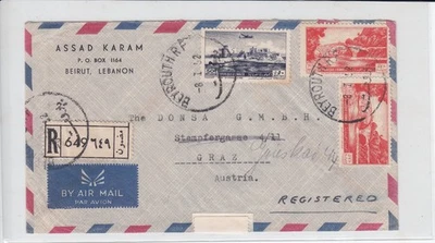 LÍBANO 1952 CARTA DE CORREO AÉREO A AUSTRIA Foto 1 de 2