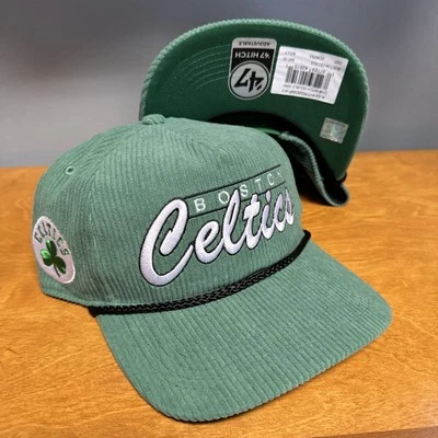 '47 Marca Boston Celtics Retro Script Cuerda Verde Pana Enganche Snapback Sombrero Nuevo con Etiquetas Foto 1 de 4