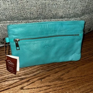 Wunderschöne ozeanblaue italienische Leder Clutch Neu mit Etikett - Bild 1 von 8