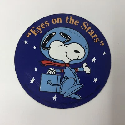vintage NASA Eyes on the Stars Snoopy Apollo Emblem Decal 3" 1969 - Image 1 of 4