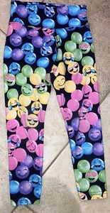 Girls Kids Size 6 Justice Smiley Face Colorful Leggings - Picture 1 of 3