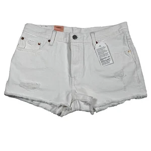 Levis 501 Cut Off Jean Shorts Womens Size 29 White Denim Button Fly High Waisted - Picture 1 of 10