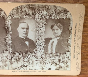 President McKinley First Lady Mrs Wife Memorial Flowers Old Photo Stereoview - Picture 1 of 5