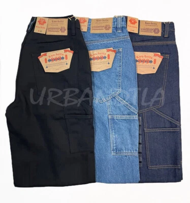 Men's Loose Fit Carpenter Denim Jeans Baggy Work Pants Size 30-44 Kno Betta - Image 1 of 2