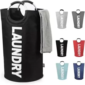 X-Large 125L Collapsible Laundry Basket, Freestanding Tall Hamper (Black) - Picture 1 of 9
