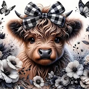 Diamond Art Painting Kits for Adults, Bow Cow 5D Diamond Painting Dots Art Kits. - Picture 1 of 6