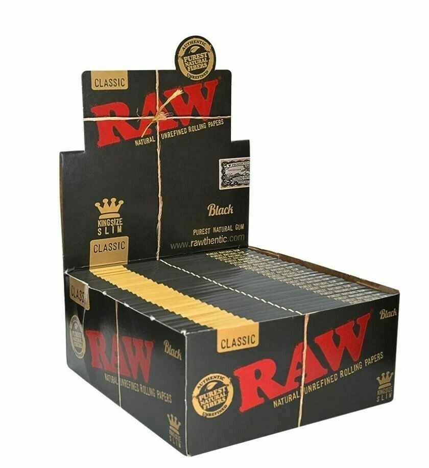 5x RAW BLACK CLASSIC KING SIZE Rolling Papers Slim Natural Unrefined Skins UK