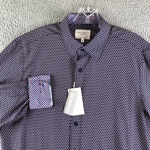 Neu mit Etikett Con.Struct geknöpftes Herrenhemd mittelblau geometrisches Muster 4-Wege-Stretch Flip-Manschette - Bild 1 von 11