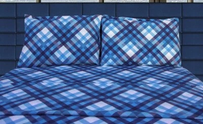 180 Gram Cotton Heavy Flannel Sheet Set (Navy Blue White,  Queen Size) - Image 1 of 4