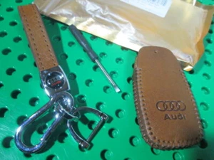 Leather Audi Model B New Key Fob Cover Case With Tool & Strap - Picture 1 of 9