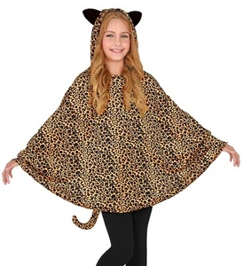 Poncho mit Kapuze Leopard für Kinder Einheitsgröße Karneval Fasching Fastnacht - Bild 1 von 2