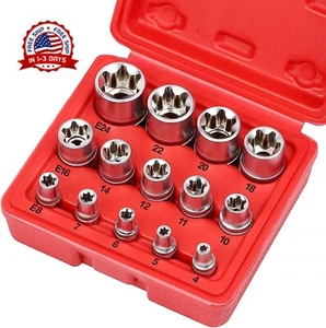 juego de llaves de vaso E-Torx 14 piezas con estuche herramientas enchufes tool - Picture 1 of 8
