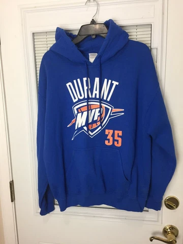 Men's NBA Basketball Kevin Durant MVP 35 Blue Hoodie Sweatshirt Size L RN# 93846 Cover