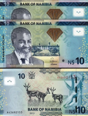 Namibia 10 Dollars 2013, UNC, 2 Pcs PAIR, Consecutive, P-11b, With DIAMOND - Image 1 of 4