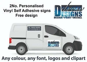 Vinyl Self Adhesive 2No. Signs 4 Car or Van - HD Print & Laminated - Free Design - Picture 1 of 8