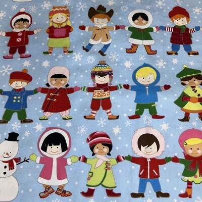 Children Around World Scrub Hold Hands Top L Peace Homemade Winter Christmas EUC - Image 1 of 4