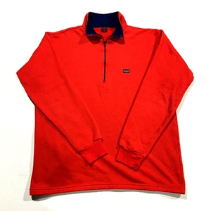 Maglione Vintage anni 90 Patagonia %100 Capilene Rosso 1/4 Zip Made in USA XXL - Foto 1 di 8