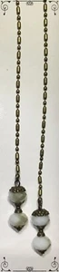 Handcrafted Antique Gold Brass Faceted Olive Green White Bar Ball Fan Pulls - Picture 1 of 4