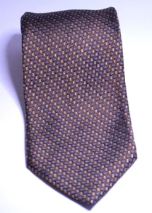 Harold Powell Men's Silk Neck Tie Brown Geometric Made in Italy - Picture 1 of 19