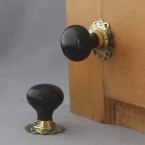 Boutons de porte chignon en ébène massif - Photo 1 sur 5