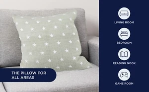 Decorative Throw Pillow Gray with White Stars Stuffed Modern Pillows 2 pack - Picture 1 of 5