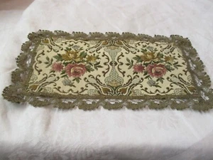 Vintage rectangular Tapestry Doily Gold Braid rayon back - Picture 1 of 5