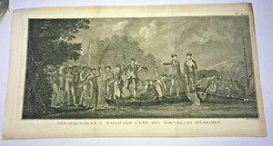 NEW HEBRIDES MALLICOLO 1777 JAMES COOK LARGE ANTIQUE VIEW 18TH CENTURY - Picture 1 of 7