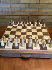 Hand Turned Chess Set With Storage Drawer Walnut Maple Weighted