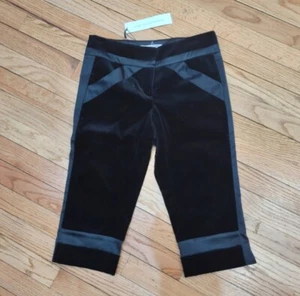 Diane Von Furstenberg Louis black velvet and satin knee length shorts 2 NWT $265 - Picture 1 of 7